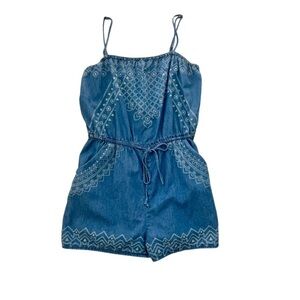 Tokyo Darling Blue Embroidered Romper